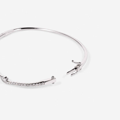 Natural Marquise and Round Diamond Wave Bangle in 18K White Gold - JewelryAndStore