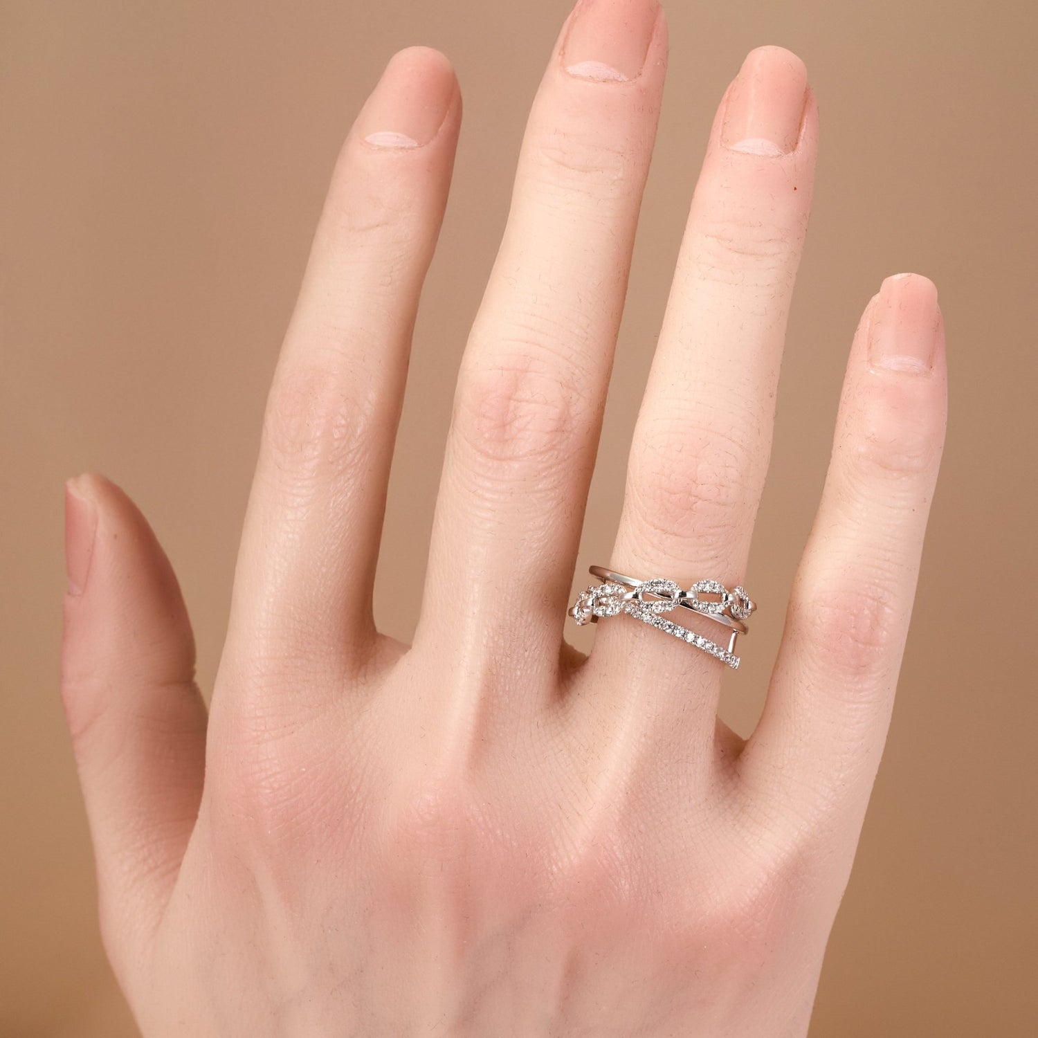 18K Gold Diamond Crossway Ring