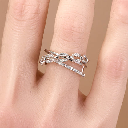 18K Gold Natural Diamond Crossway Ring - JewelryAndStore