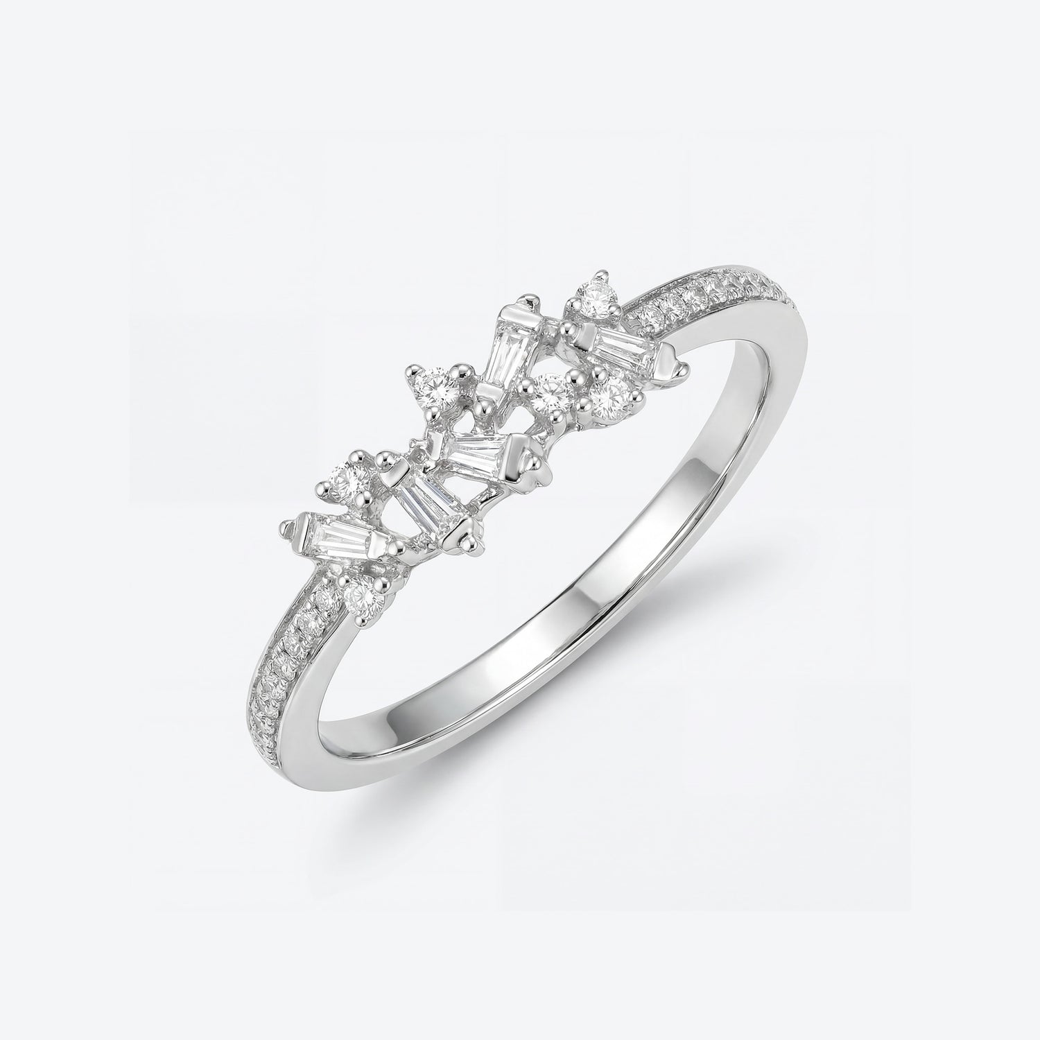Modern Diamond Cluster Ring in 18K White Gold - JewelryAndStore