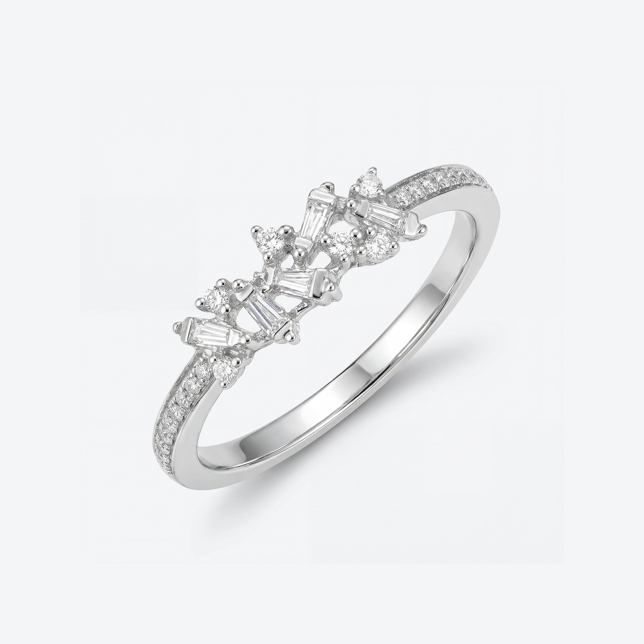 Modern Diamond Cluster Ring in 18K White Gold - JewelryAndStore