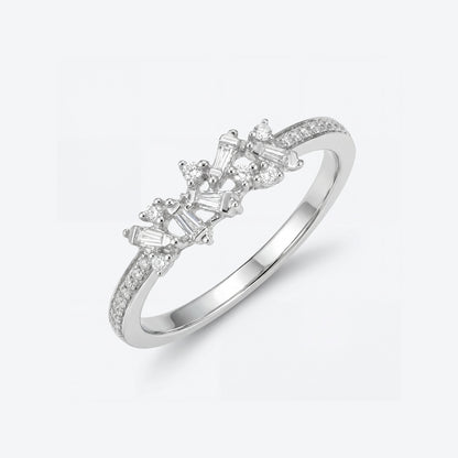 Modern Diamond Cluster Ring in 18K White Gold - JewelryAndStore