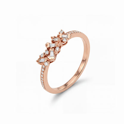 Modern Diamond Cluster Ring in 18K Rose Gold - JewelryAndStore