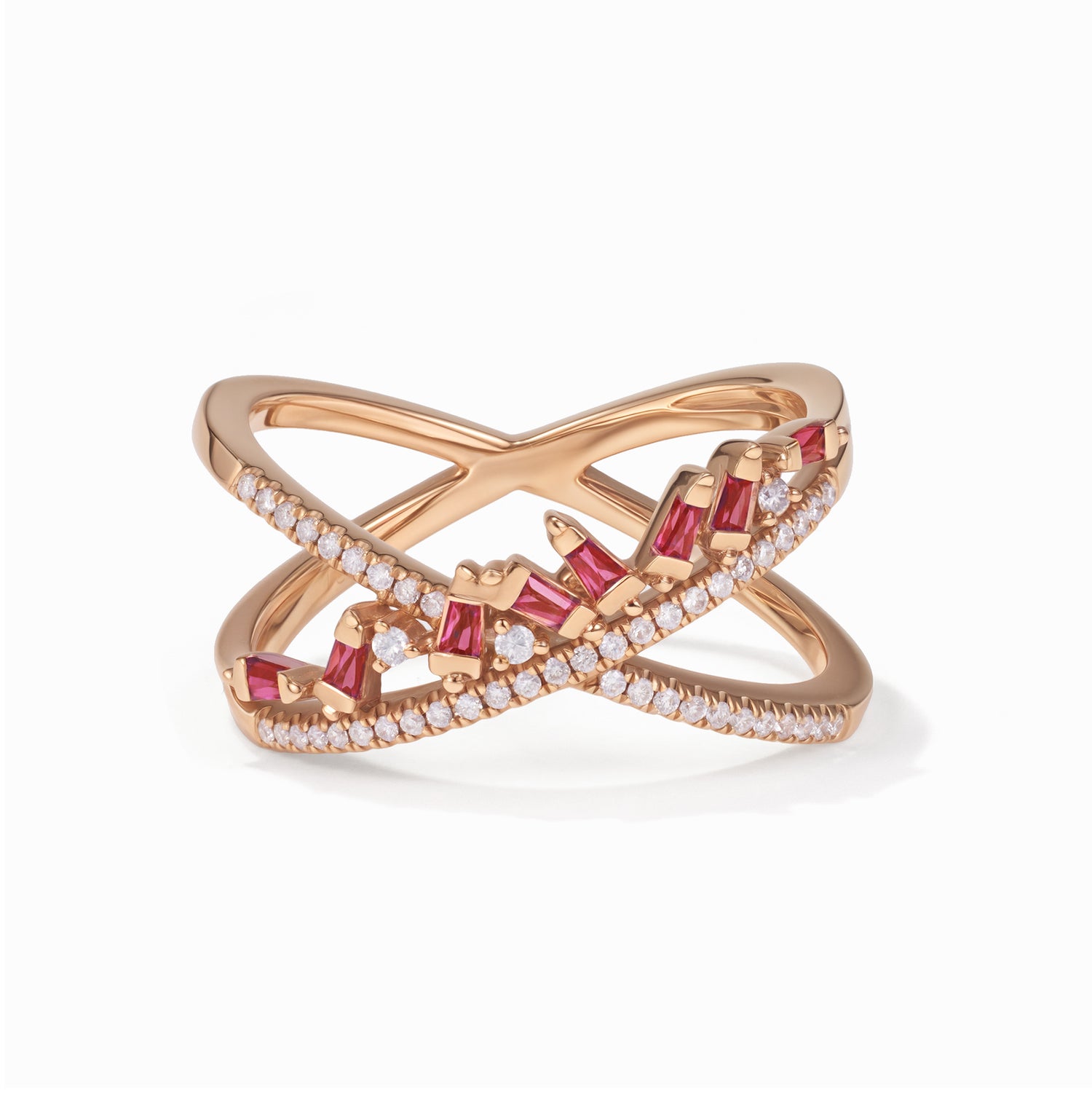 18K Gold Natural Diamond &amp; Ruby Ring