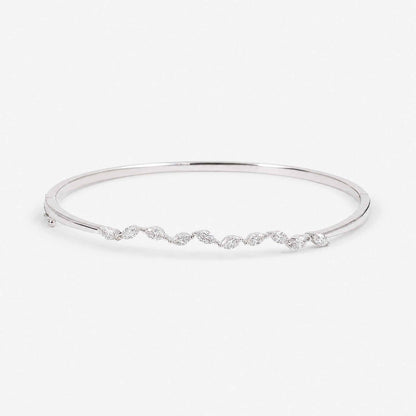Natural Marquise Diamond Wave Row Bangle in 18K White Gold - JewelryAndStore