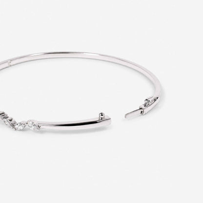 Natural Marquise Diamond Wave Row Bangle in 18K White Gold - JewelryAndStore