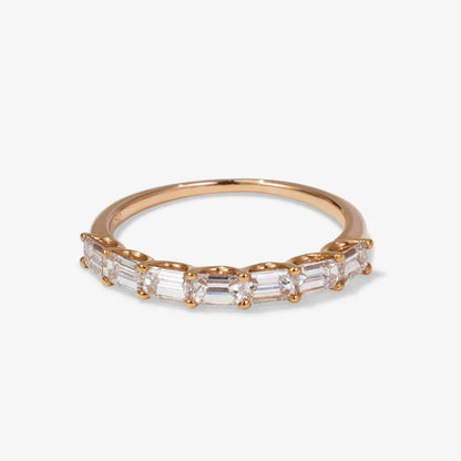 0.96ct Natural Baguette Diamond Half Eternity Ring in 18K Gold