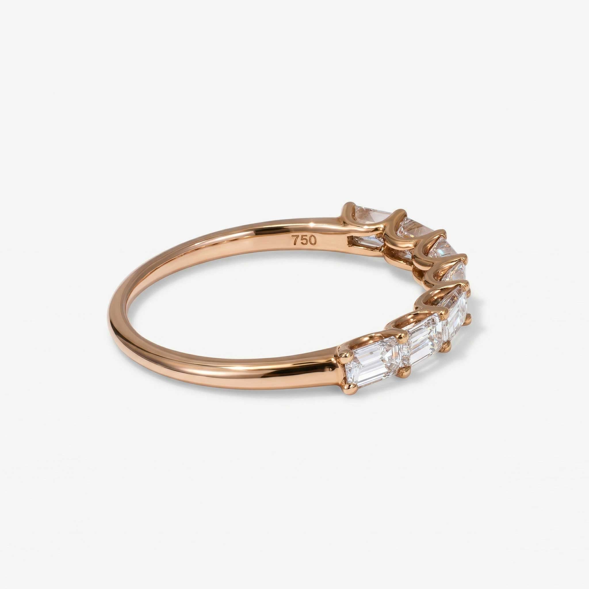 0.96ct Natural Baguette Diamond Half Eternity Ring in 18K Gold
