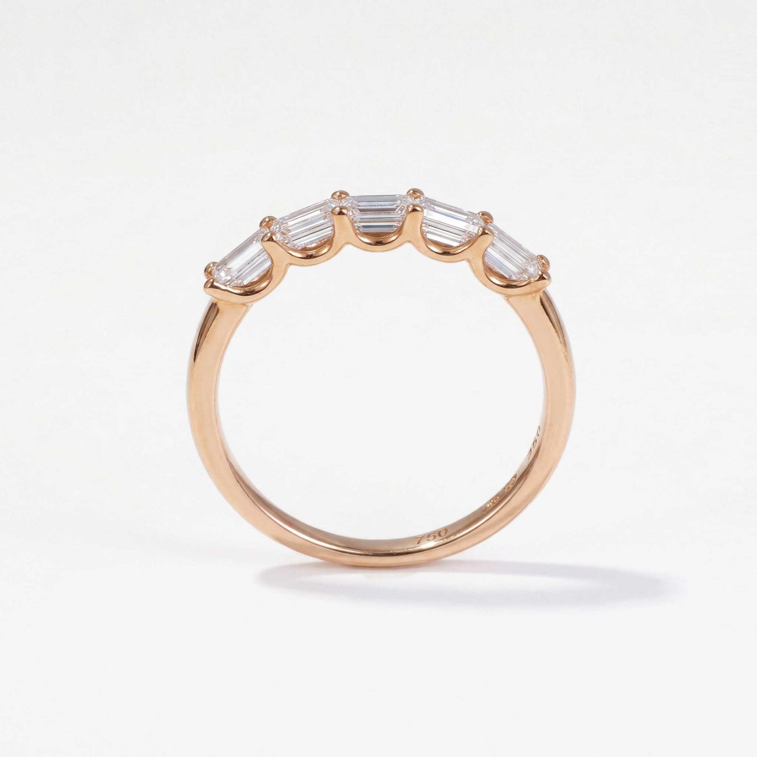 0.96ct Natural Baguette Diamond Half Eternity Ring in 18K Gold