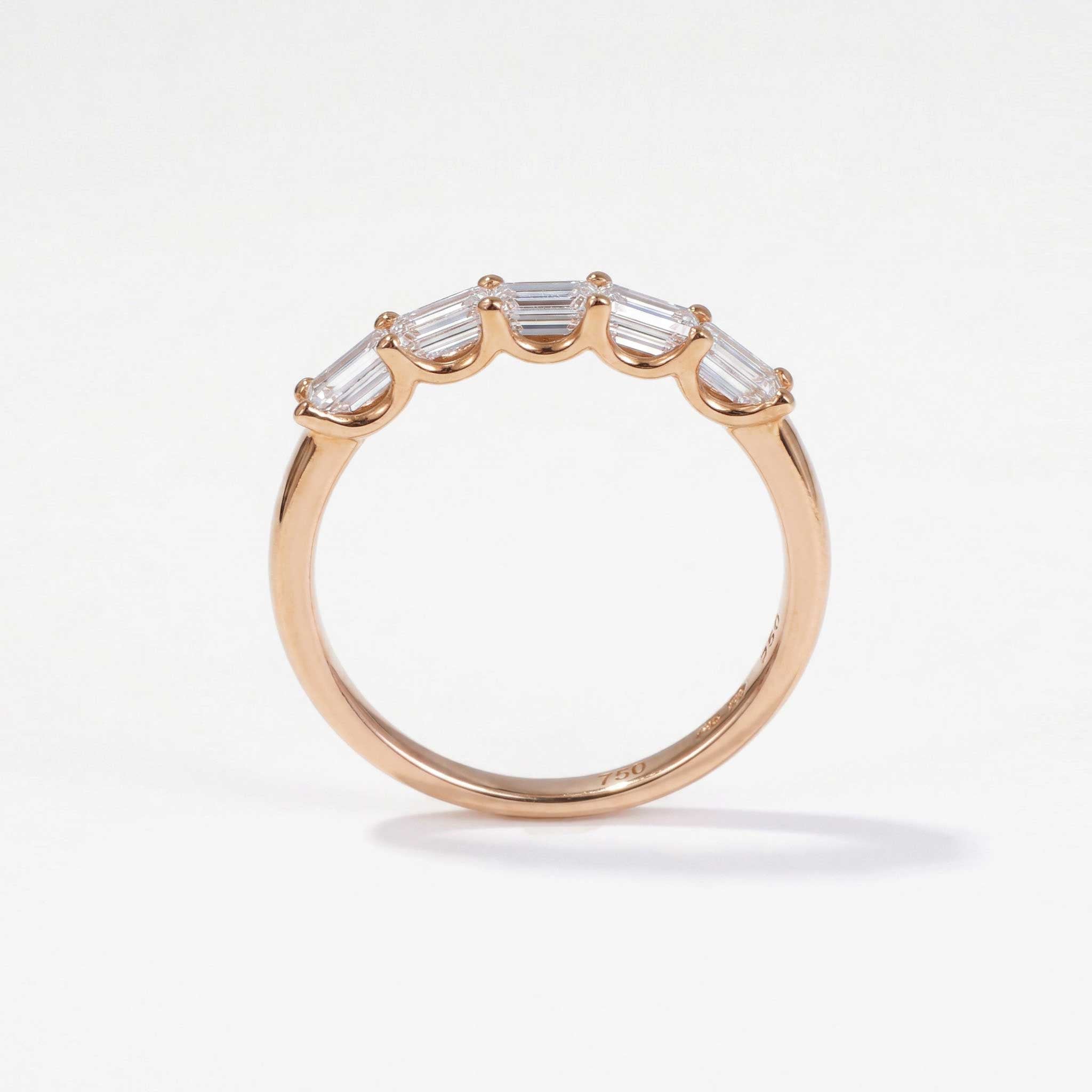 0.96ct Natural Baguette Diamond Half Eternity Ring in 18K Gold