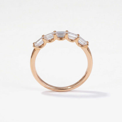 0.96ct Natural Baguette Diamond Half Eternity Ring in 18K Gold