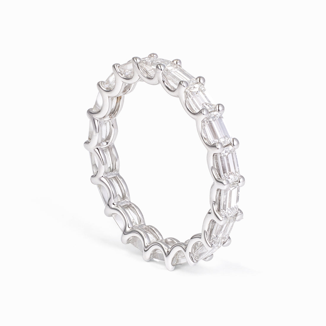 18K White Gold Emerald Cut Diamond Eternity Ring - Jewelry And Store
