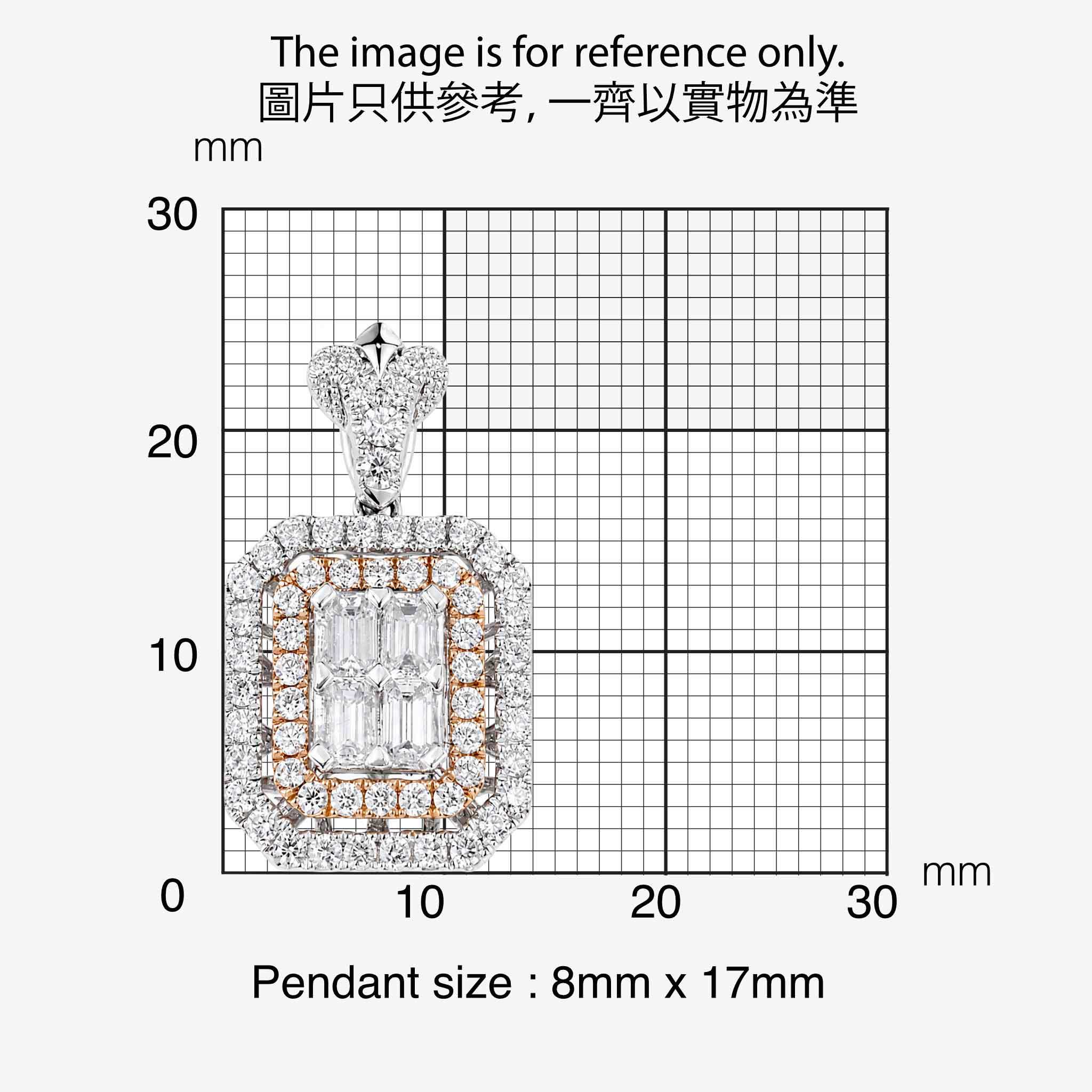 1.25ct Natural Diamond Emerald-Cut Illusion Pendant in 18K Two-Tone Gold - JewelryAndStore