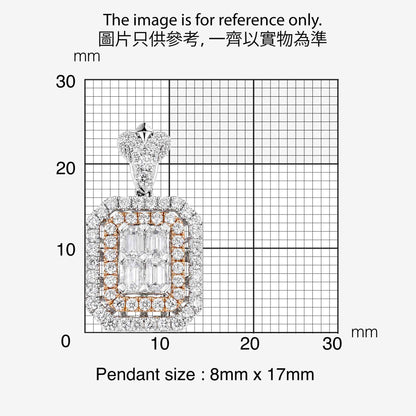 1.25ct Natural Diamond Emerald-Cut Illusion Pendant in 18K Two-Tone Gold - JewelryandStore