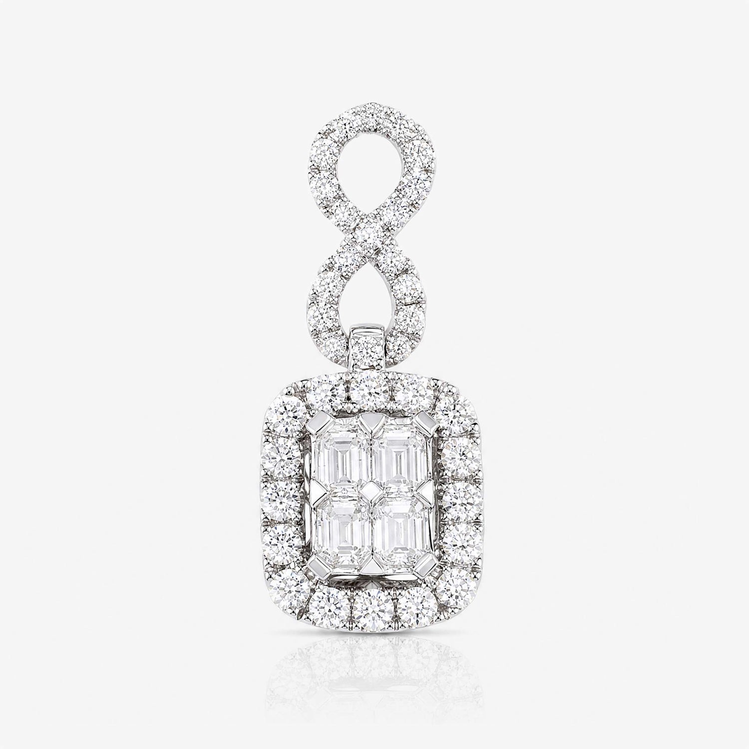 1.24ct Natural Diamond Emerald-Cut Illusion Infinity Pendant in 18K Gold - JewelryandStore