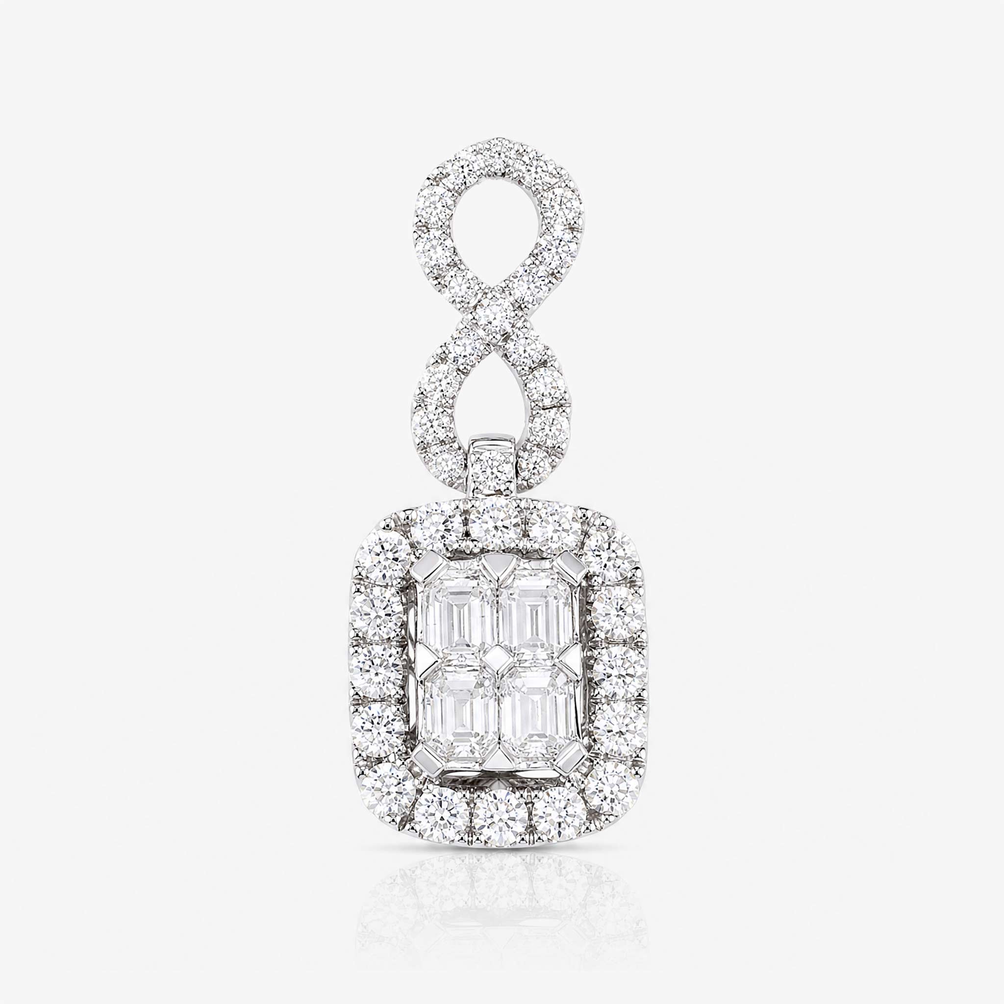 1.24ct Natural Diamond Emerald-Cut Illusion Infinity Pendant in 18K Gold - JewelryandStore