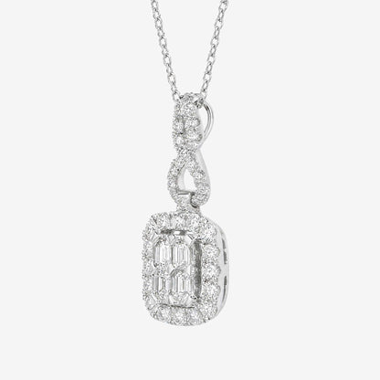 1.24ct Natural Diamond Emerald-Cut Illusion Infinity Pendant in 18K Gold - JewelryandStore