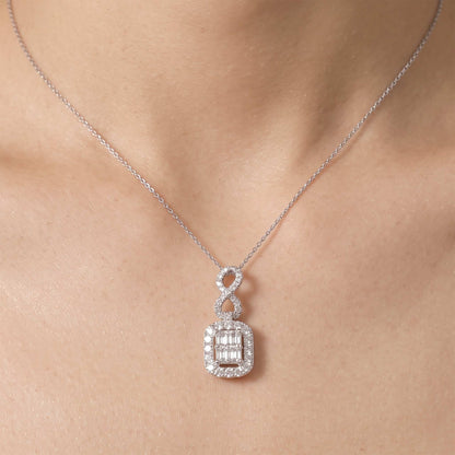 1.24ct Natural Diamond Emerald-Cut Illusion Infinity Pendant in 18K Gold - JewelryandStore
