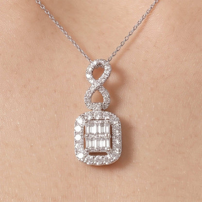 1.24ct Natural Diamond Emerald-Cut Illusion Infinity Pendant in 18K White Gold