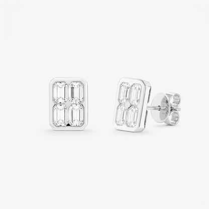 1.14ct tw Emerald Cut Diamond Stud Earrings in 18K White Gold - JewelryAndStore