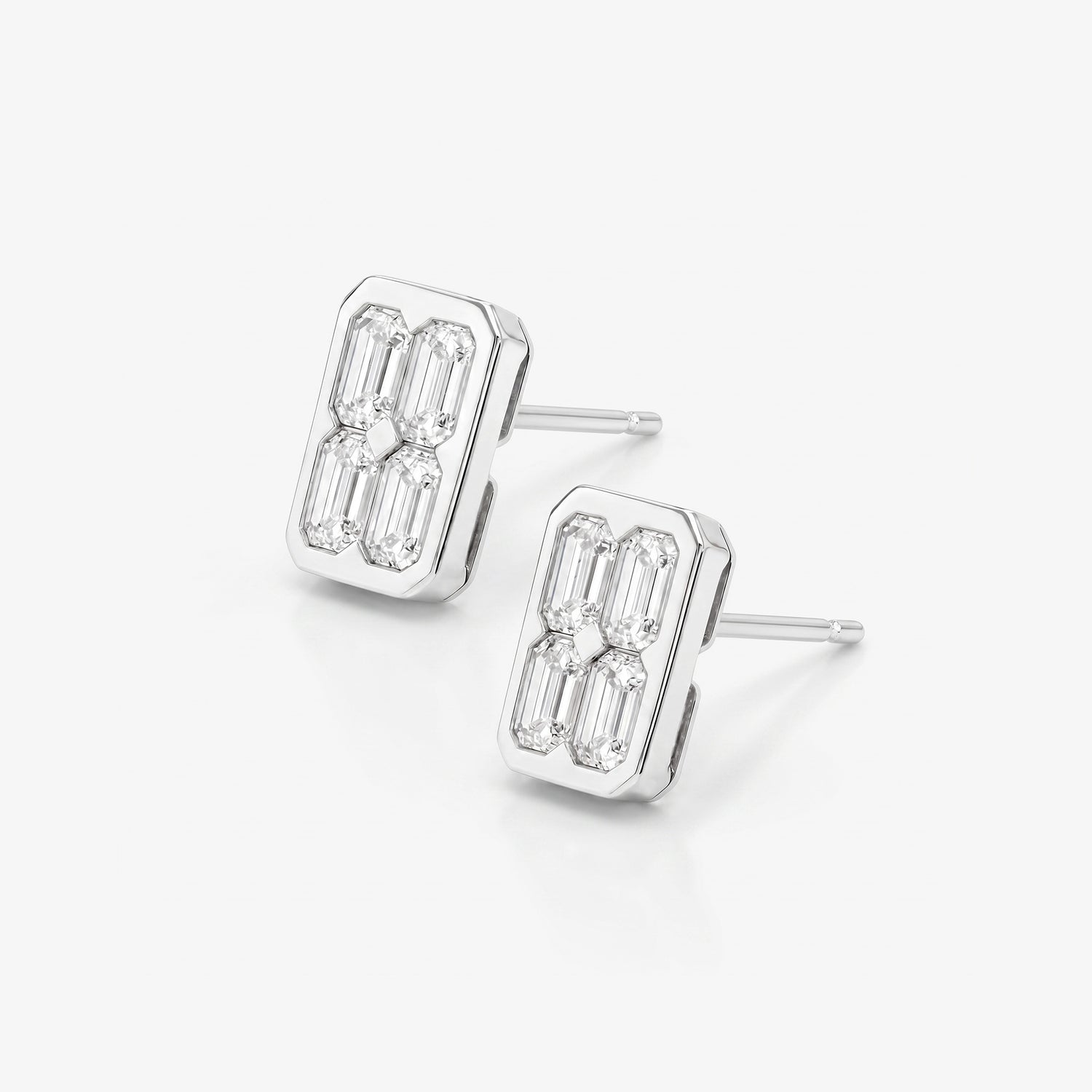 1.14ct tw Emerald Cut Diamond Stud Earrings in 18K White Gold - JewelryAndStore