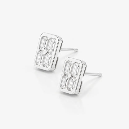1.14ct tw Emerald Cut Diamond Stud Earrings in 18K White Gold - JewelryAndStore