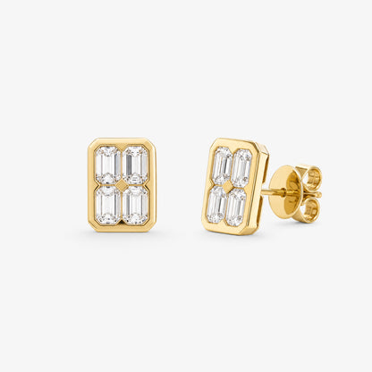 1.13ct tw Emerald Cut Diamond Stud Earrings in 18K Yellow Gold - JewelryAndStore