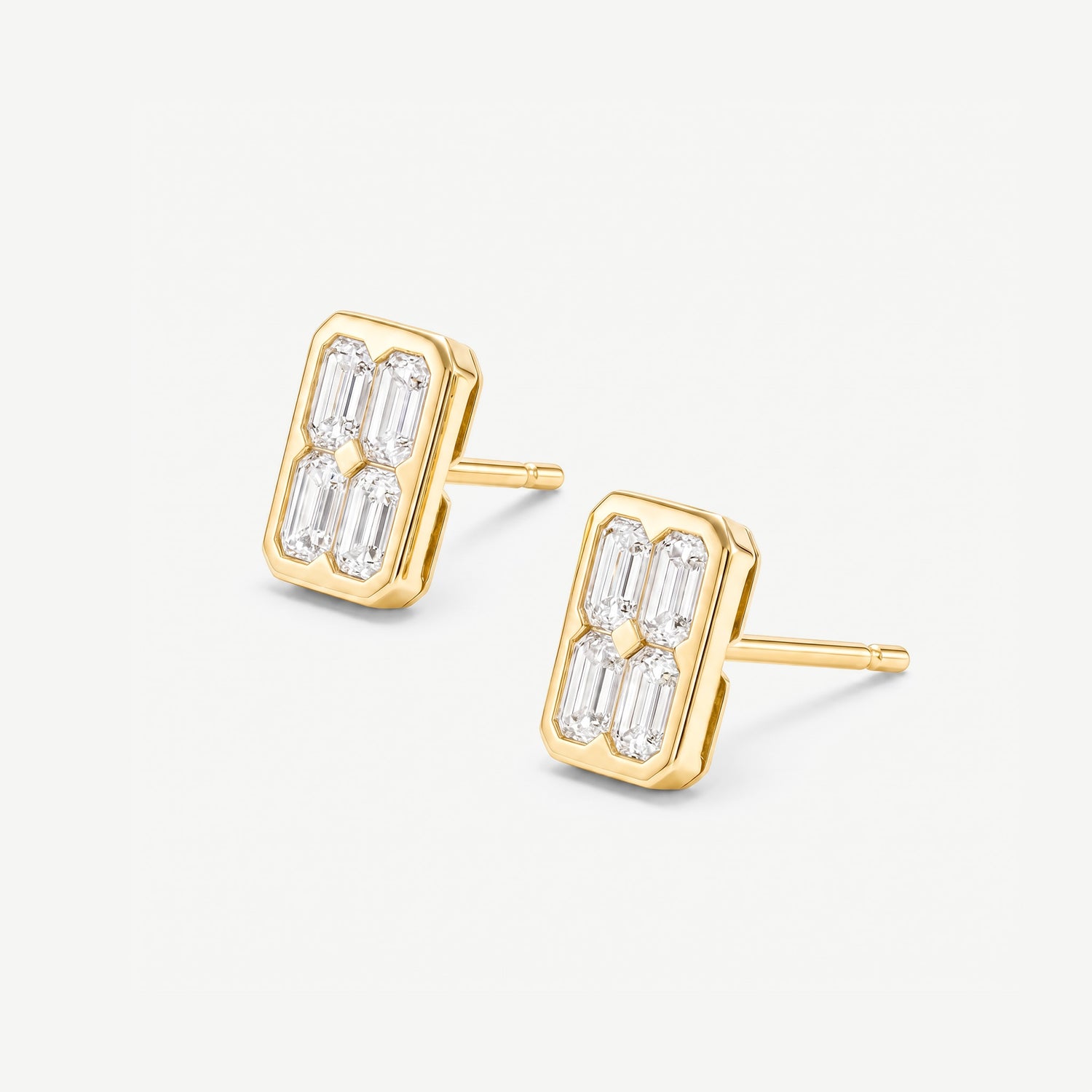 1.13ct tw Emerald Cut Diamond Stud Earrings in 18K Yellow Gold - JewelryAndStore