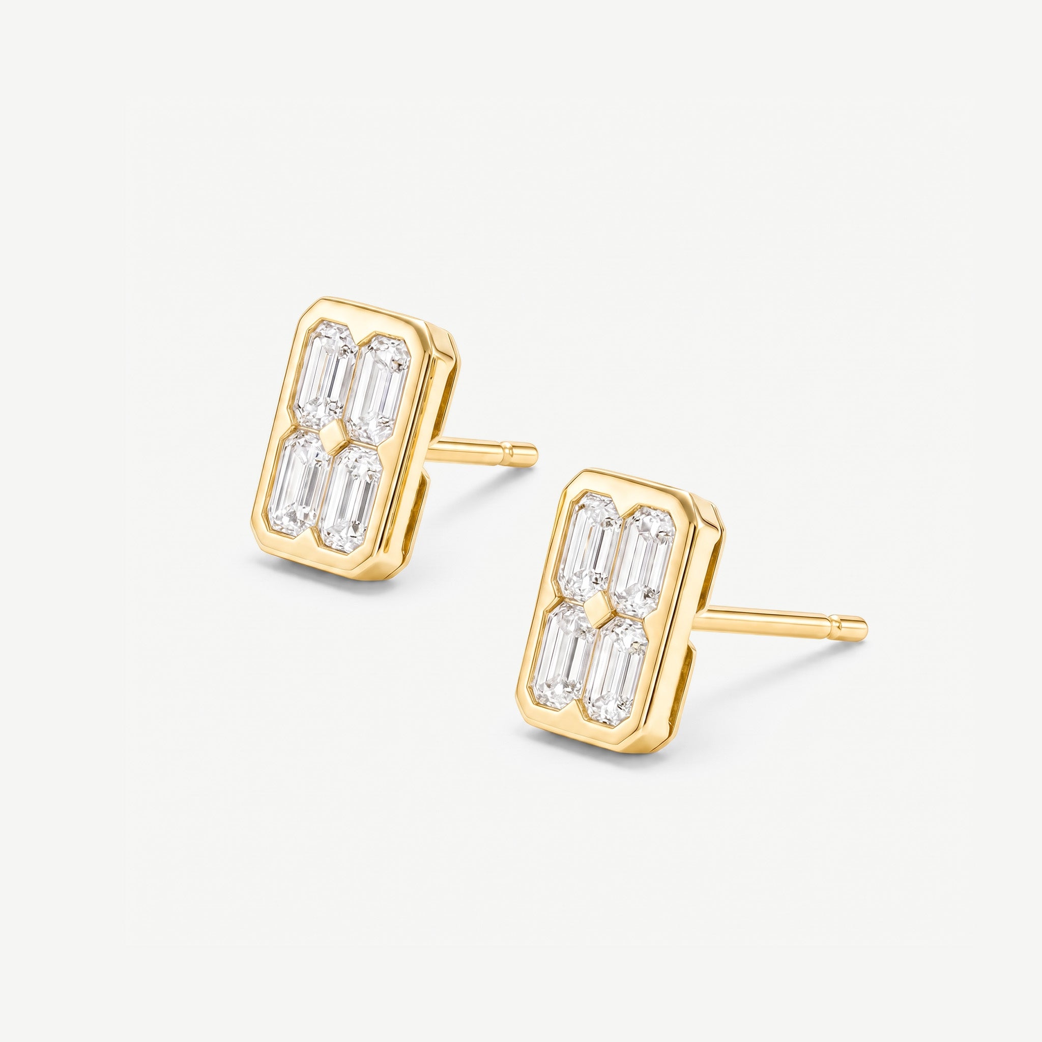 1.13ct tw Emerald Cut Diamond Stud Earrings in 18K Yellow Gold - JewelryAndStore