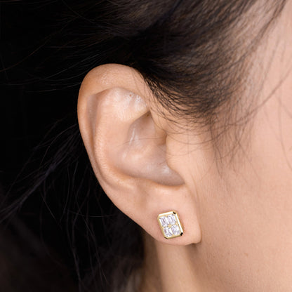1.13ct tw Emerald Cut Diamond Stud Earrings in 18K Yellow Gold - JewelryAndStore