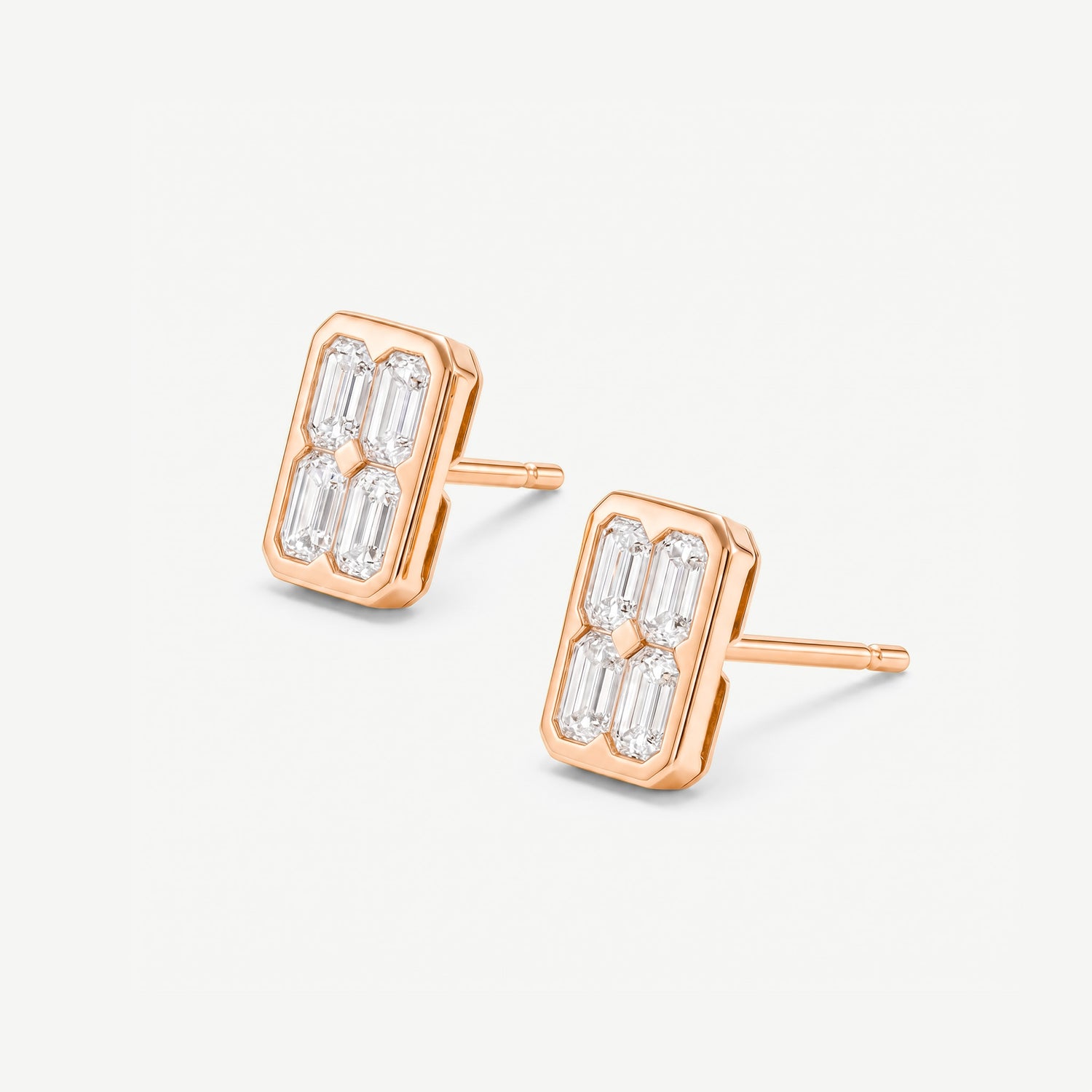1.15ct tw Emerald Cut Diamond Stud Earrings in 18K Rose Gold - JewelryAndStore