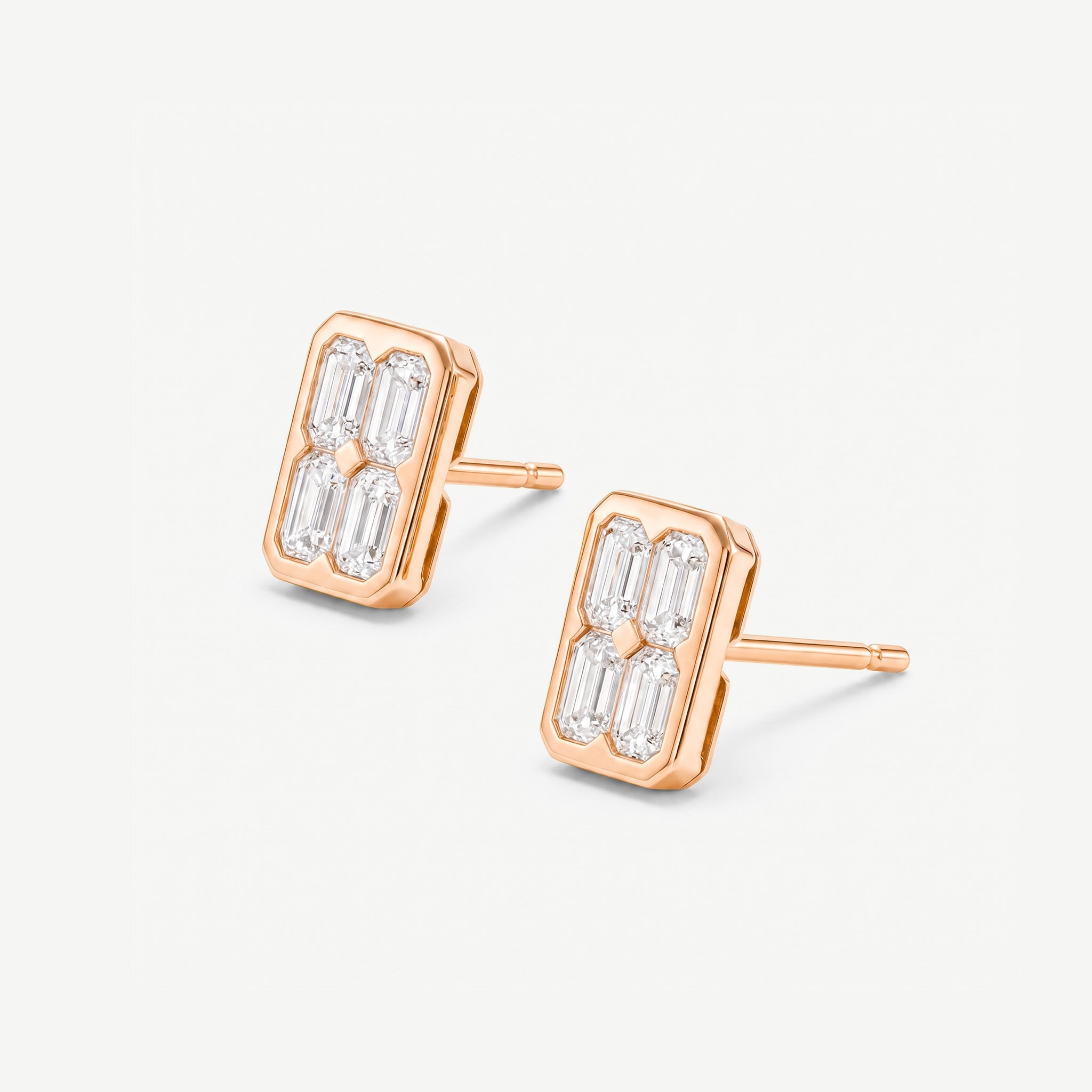 1.15ct tw Emerald Cut Diamond Stud Earrings in 18K Rose Gold - JewelryAndStore