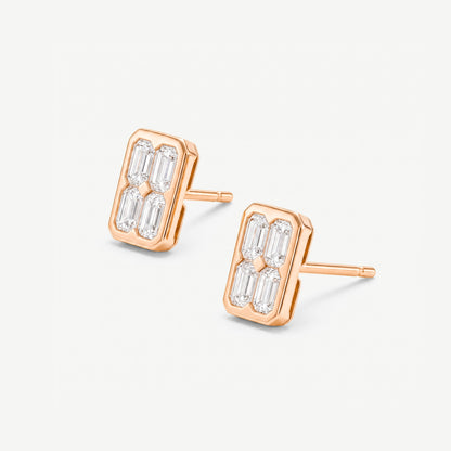 1.15ct tw Emerald Cut Diamond Stud Earrings in 18K Rose Gold - JewelryAndStore