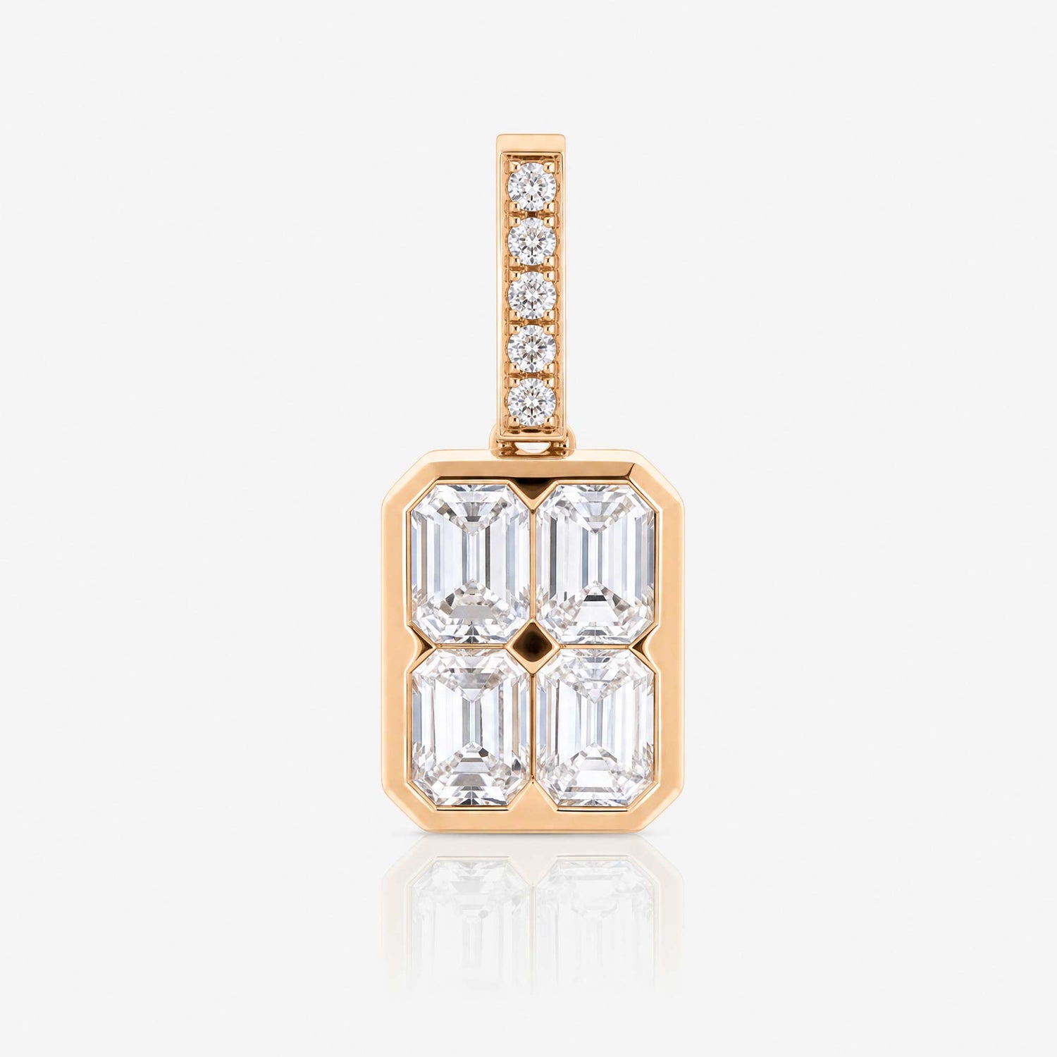 0.56ct Natural Diamond Emerald-Cut Illusion Pendant in 18K Gold - JewelryandStore