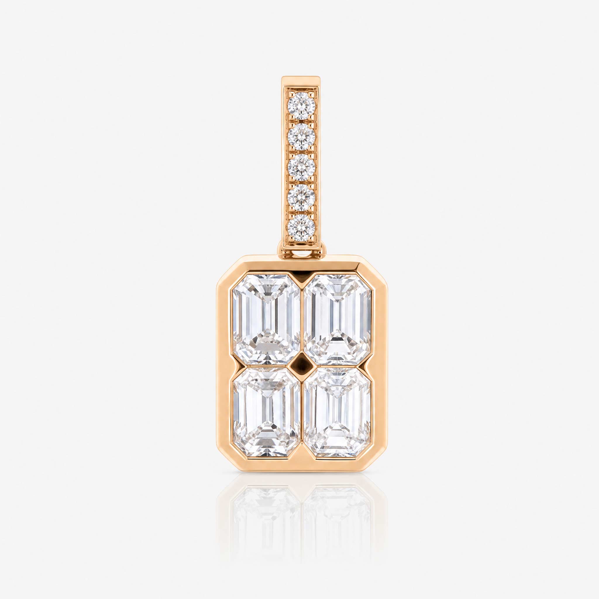 0.56ct Natural Diamond Emerald-Cut Illusion Pendant in 18K Rose Gold - JewelryAndStore