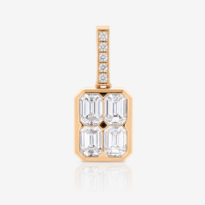 0.56ct Natural Diamond Emerald-Cut Illusion Pendant in 18K Gold - JewelryandStore
