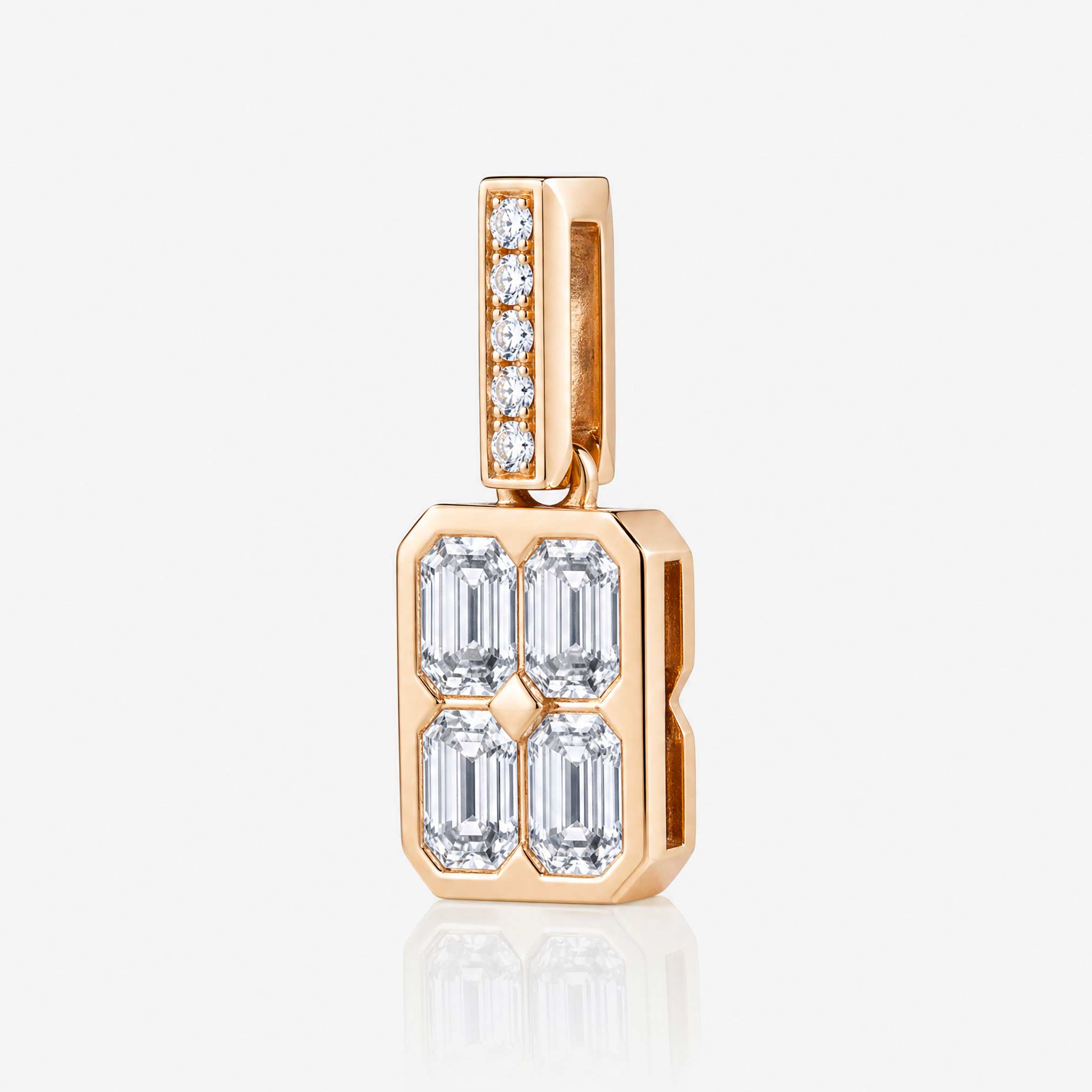 0.56ct Natural Diamond Emerald-Cut Illusion Pendant in 18K Gold - JewelryandStore