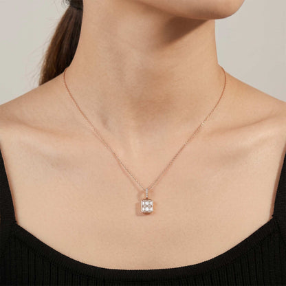 0.56ct Natural Diamond Emerald-Cut Illusion Pendant in 18K Gold - JewelryandStore