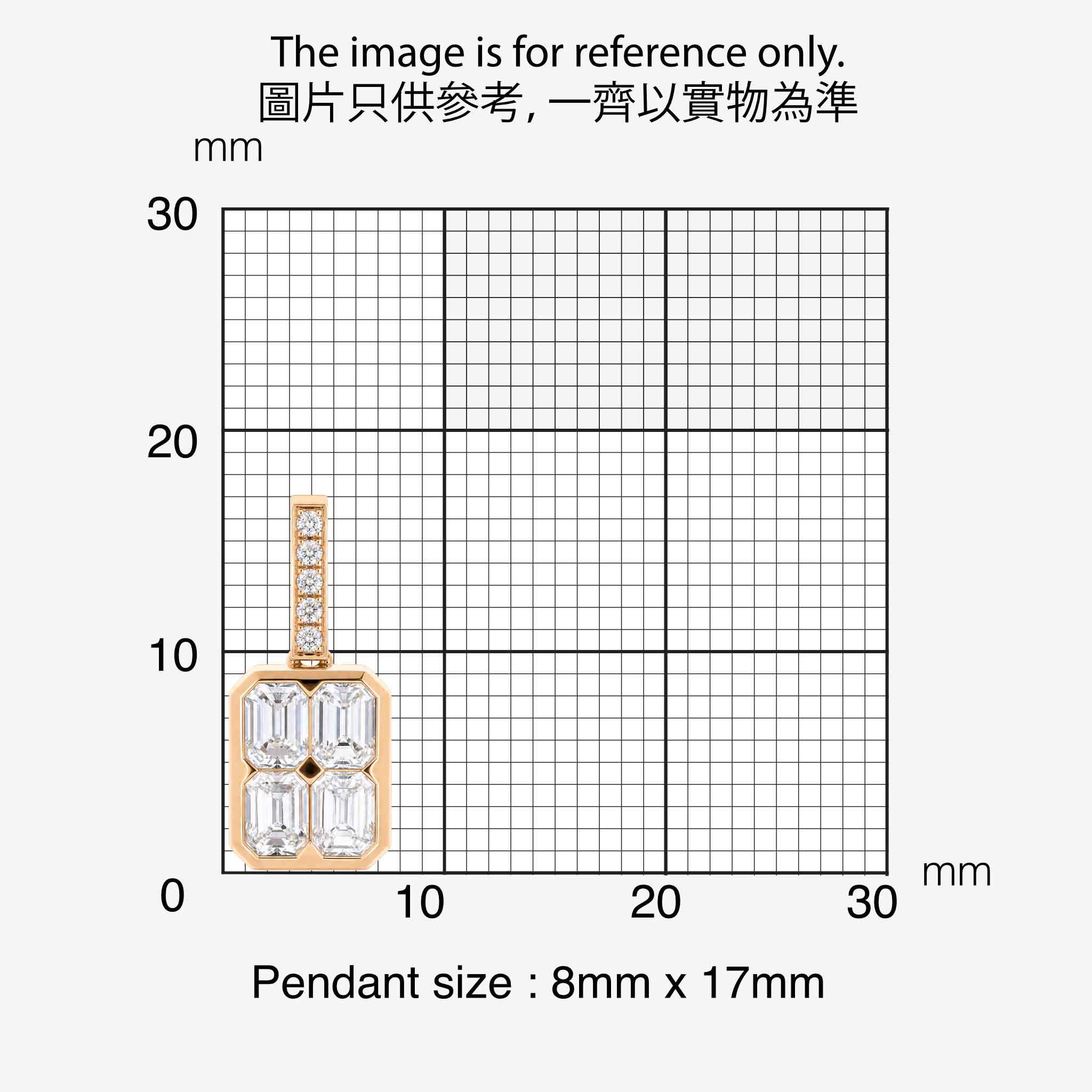 0.56ct Natural Diamond Emerald-Cut Illusion Pendant in 18K Gold - JewelryandStore