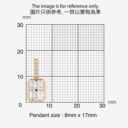 0.56ct Natural Diamond Emerald-Cut Illusion Pendant in 18K Gold - JewelryandStore