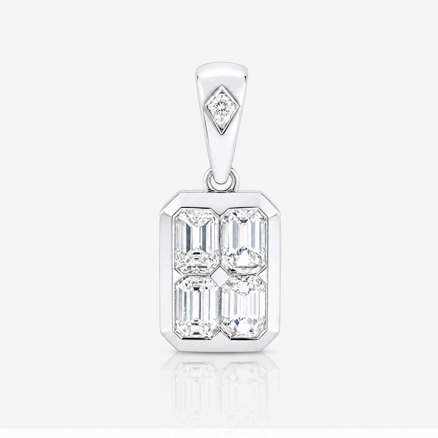 0.56ct Natural Diamond Emerald-Cut Illusion Pendant in 18K Gold - JewelryandStore