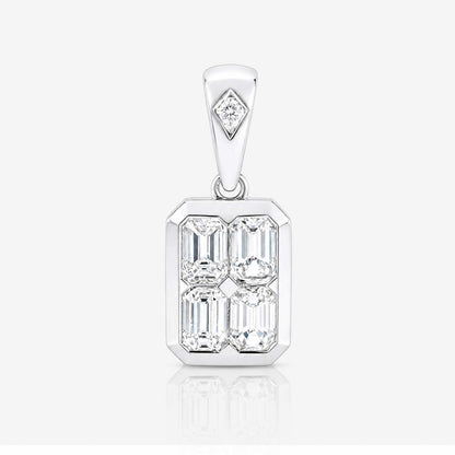 0.56ct Natural Diamond Emerald-Cut Illusion Pendant in 18K Gold - JewelryandStore