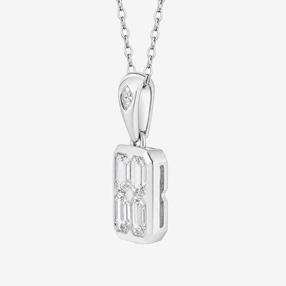 0.56ct Natural Diamond Emerald-Cut Illusion Pendant in 18K Gold - JewelryandStore