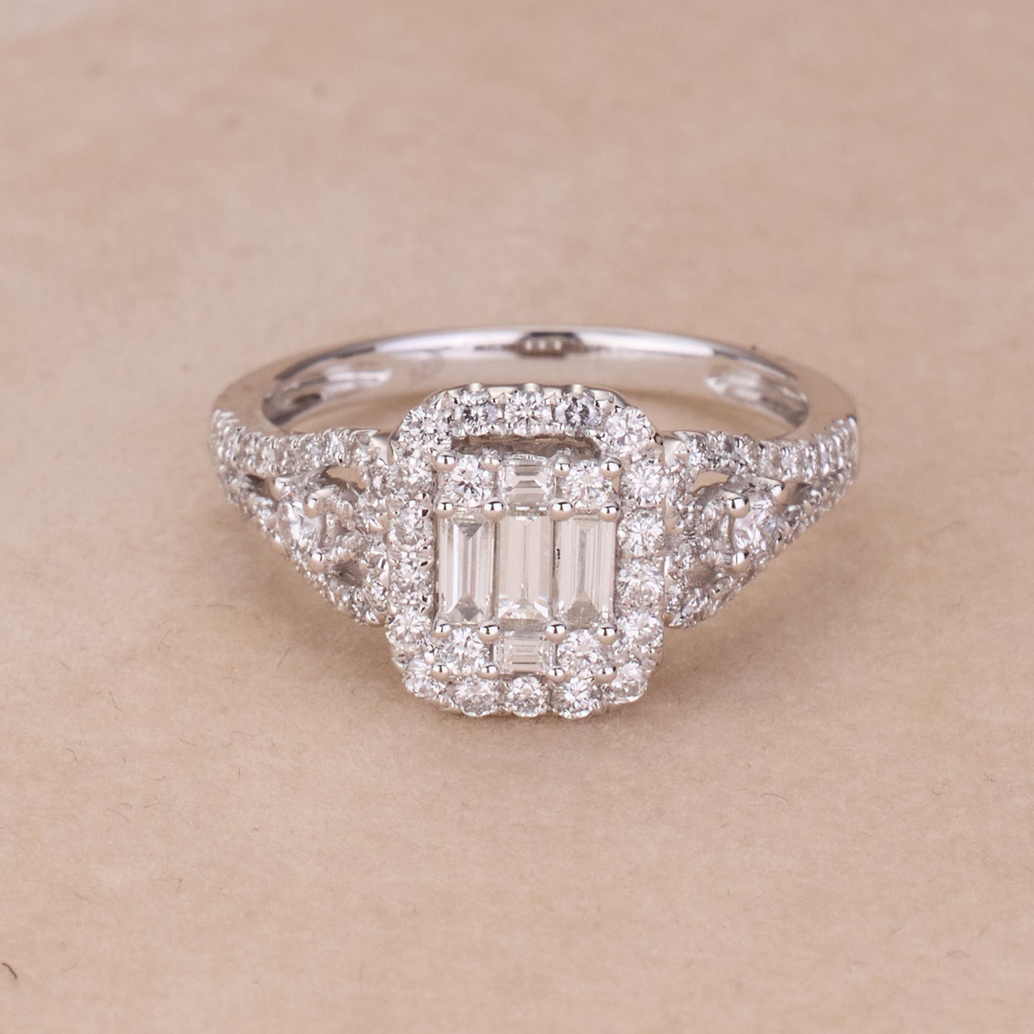 0.83ct Natural Diamond Ring in 18K White Gold - JewelryAndStore