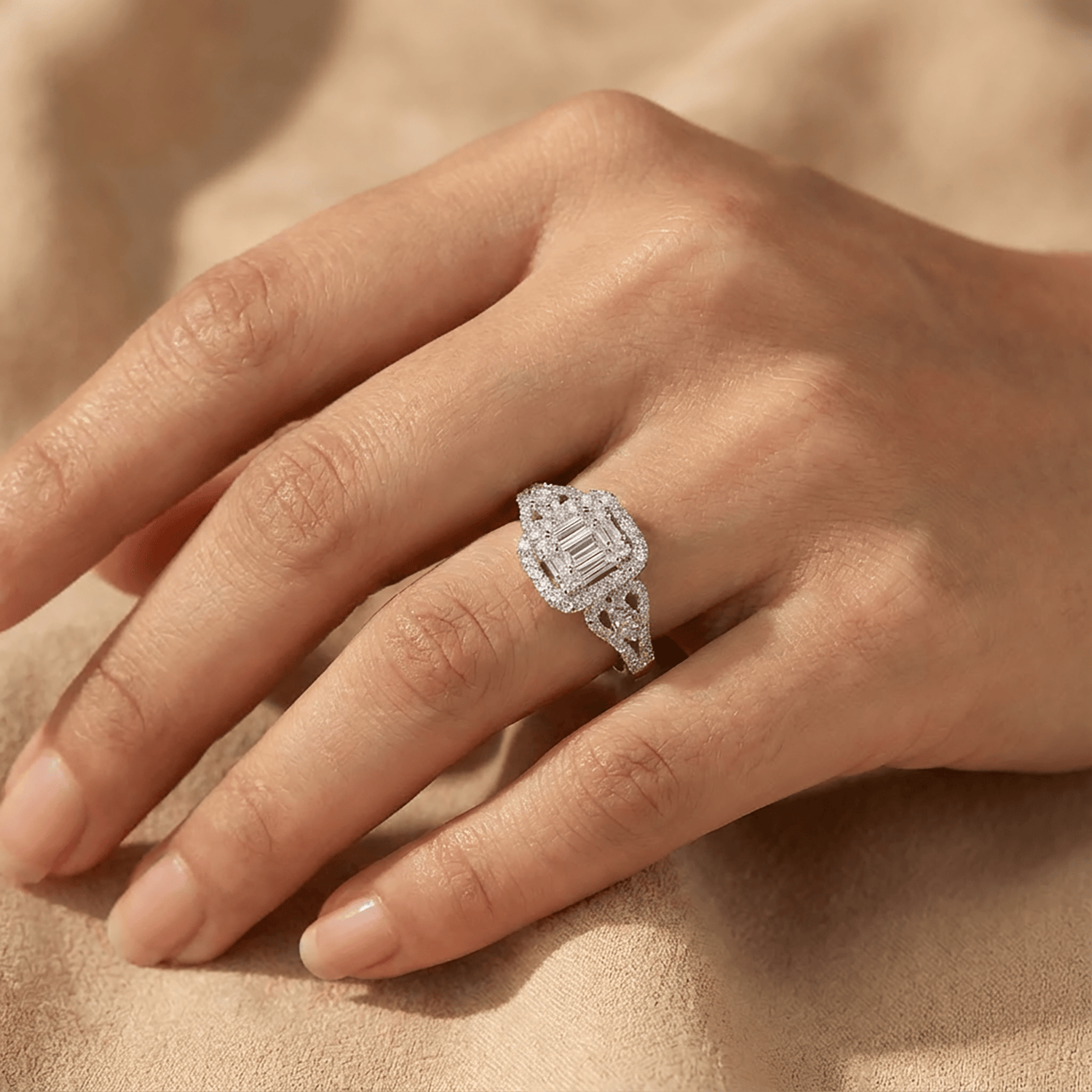 0.83ct Natural Diamond Ring in 18K White Gold - JewelryAndStore