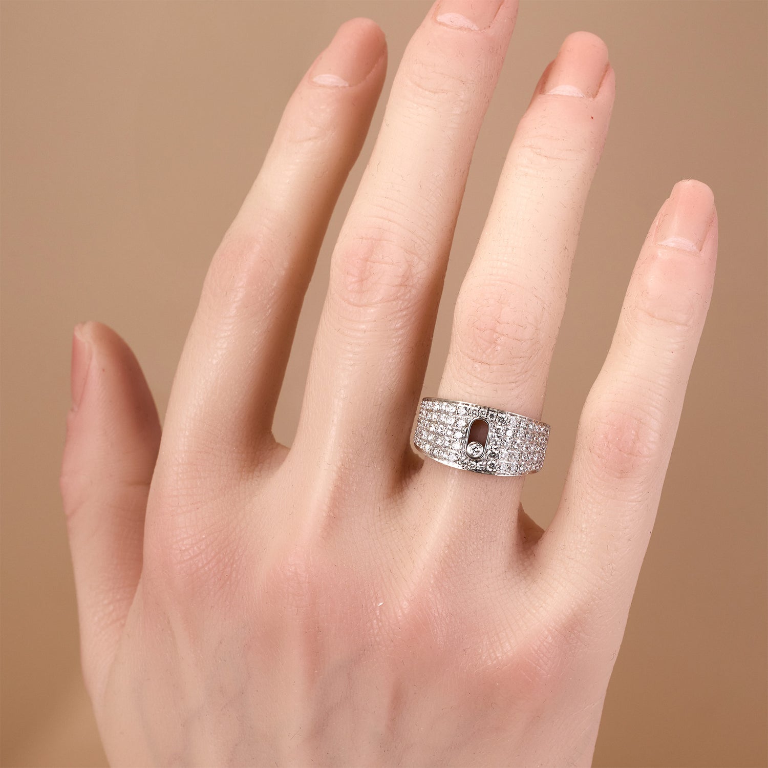 18K White Gold Pavé Diamond Ring with 1.39ct.tw. Natural Diamonds - JewelryAndStore