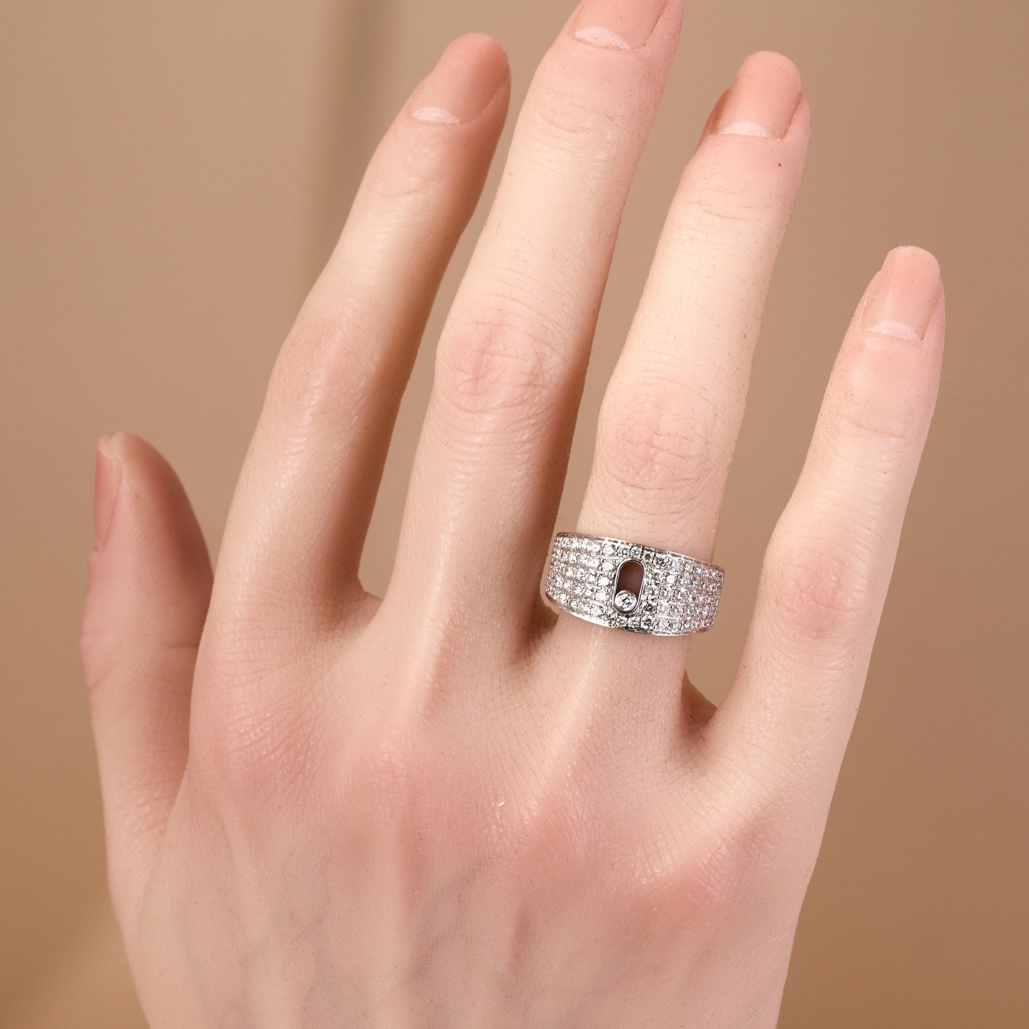 18K White Gold Pavé Diamond Ring with 1.39ct.tw. Natural Diamonds - Jewelry And Store