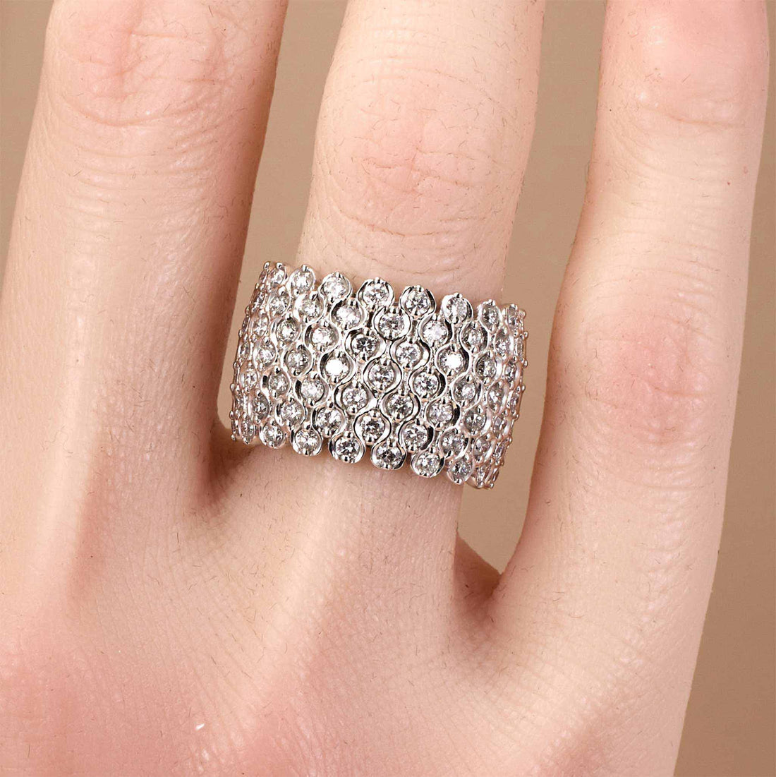 0.80ct Natural Diamond Wide Dome Ring 18K Gold - JewelryandStore