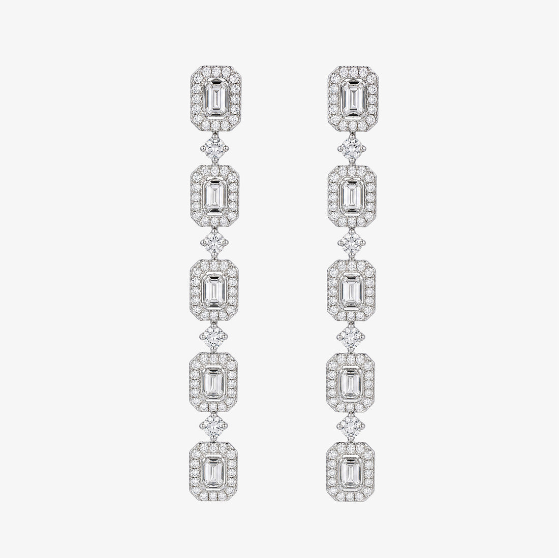 1.56ctw Natural Diamond Drop Earrings in 18K White Gold - JewelryAndStore