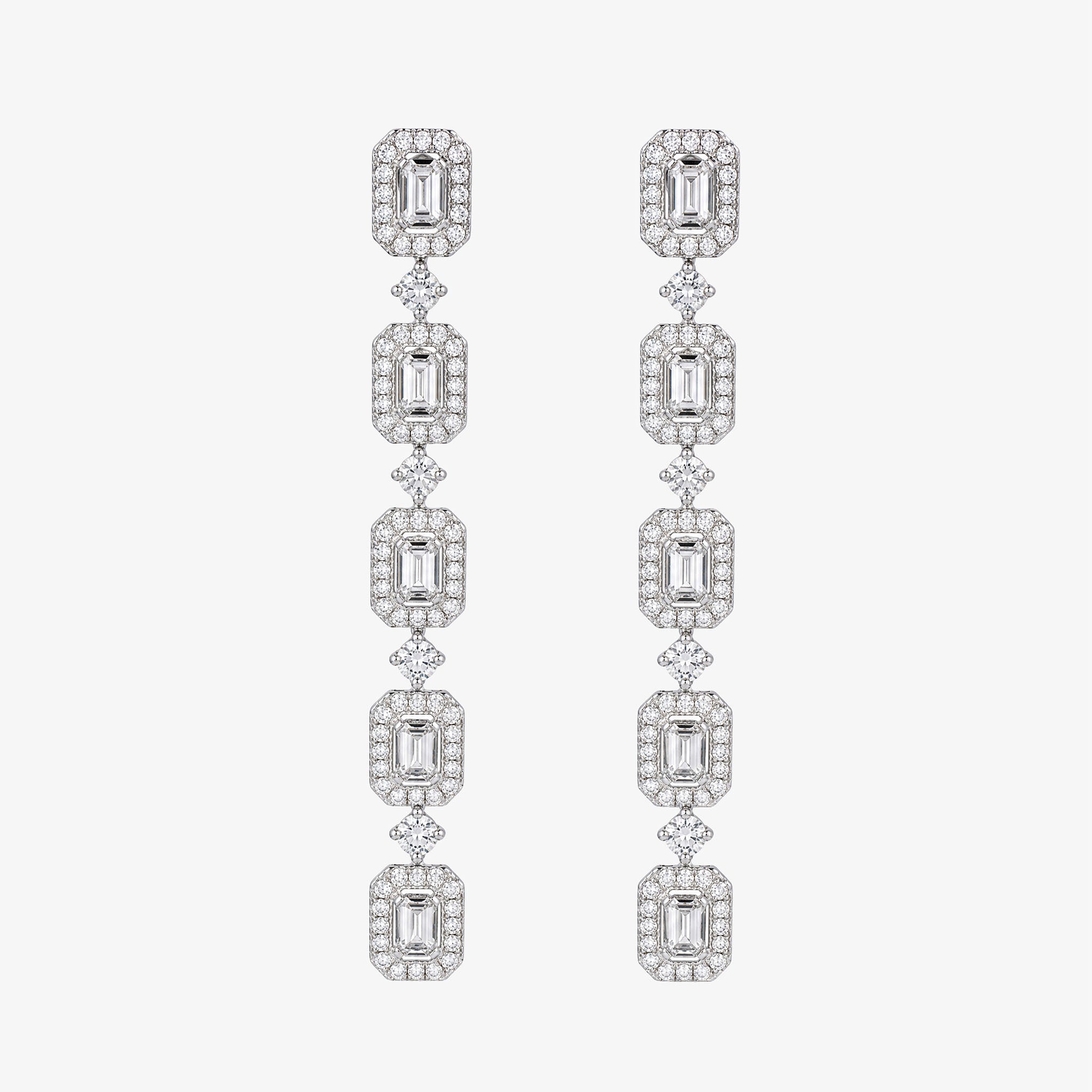 1.56ctw Natural Diamond Drop Earrings in 18K White Gold - JewelryandStore